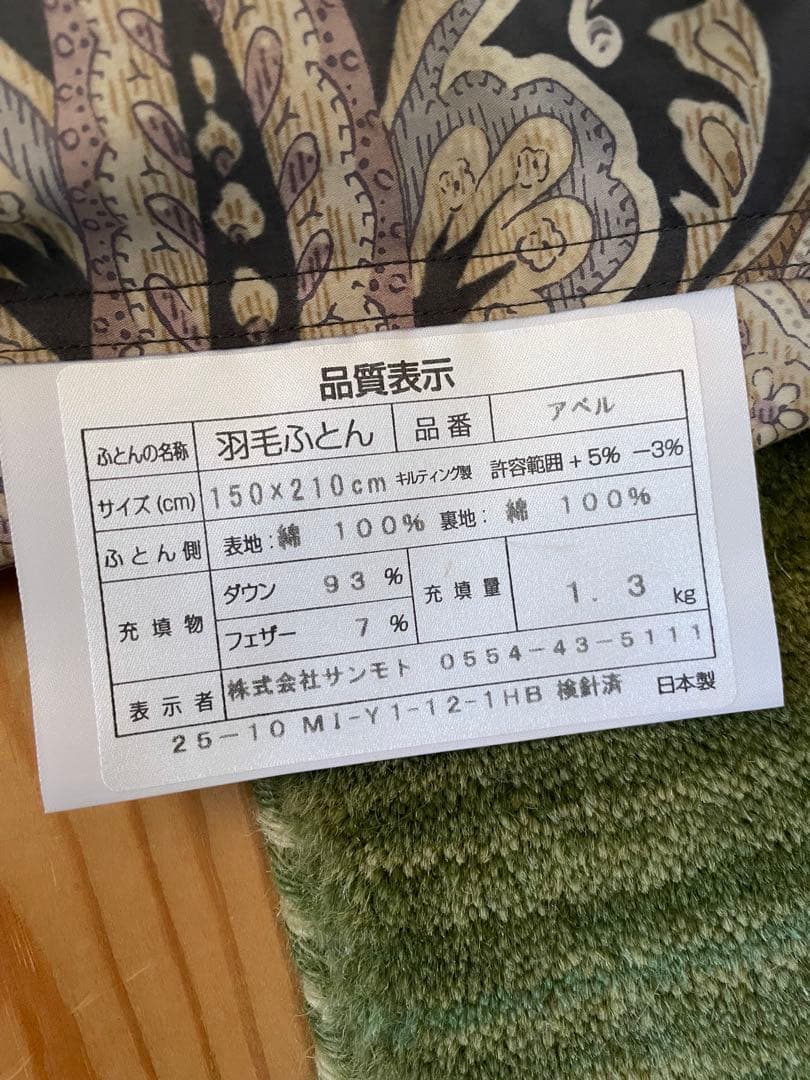 2枚セット　羽毛布団　ポーランド産マザーグース93% 1.3kg入り　極寒地使用