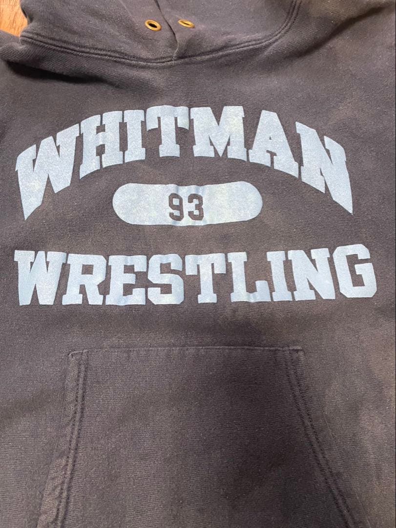 チャンピオン80s90sトリコタグ3段プリントリバースウィーブパーカー ネイビー