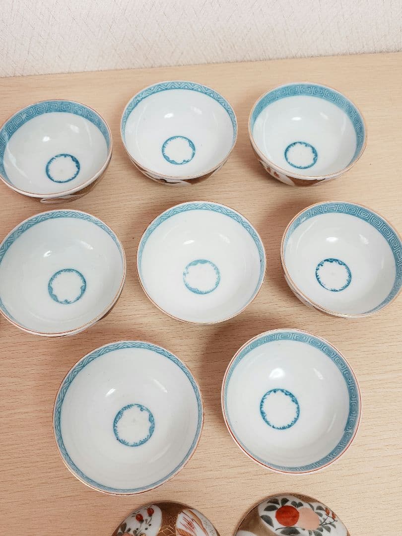 伊万里焼 時代物 蓋付煮物椀 蓋付き茶碗 8客 現状品 金彩