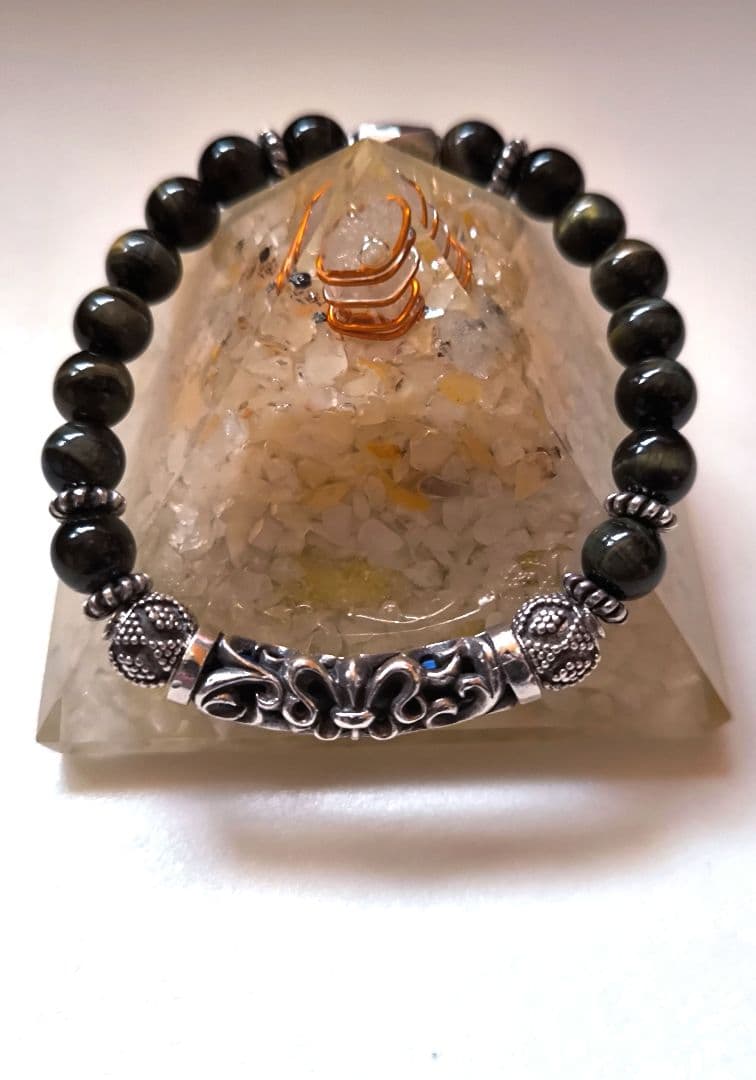 ハンドメイドsilver925 ＆ ブルータイガーアイ 天然石ブレスレット