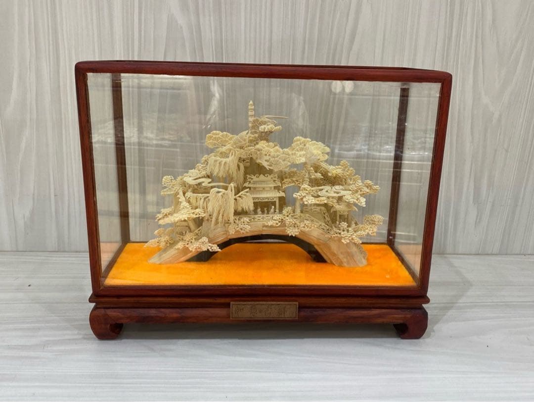 天然マンモス牙美しい手作り彫刻 満園春色 置物飾り