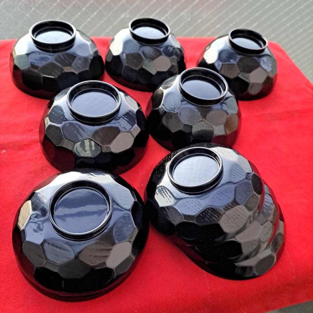 【亀甲彫　御吸物椀×5客】天然木製　　未使用/長期保管品