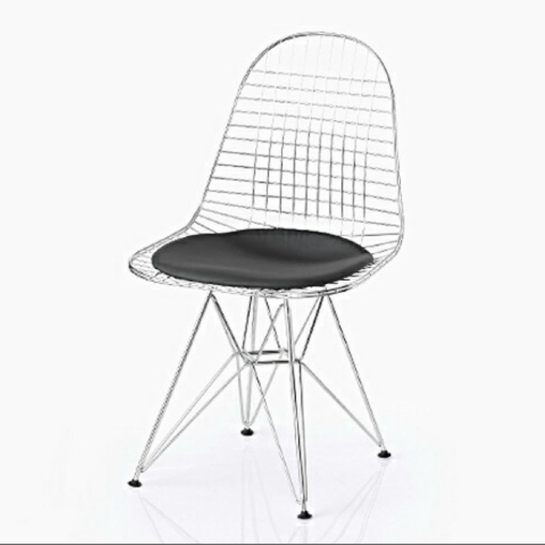 シェルチェア DKR ワイヤーチェア シートパッド付ブラック　ミッドセンチュリー