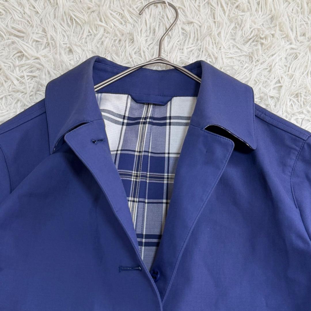 17245✨マッキントッシュロンドン 38 M ステンカラーコート チェック 青