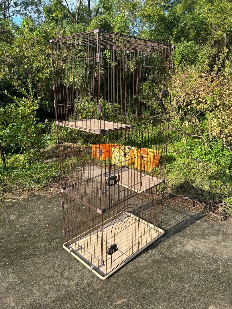 ブラウン 3段 キャットケージ