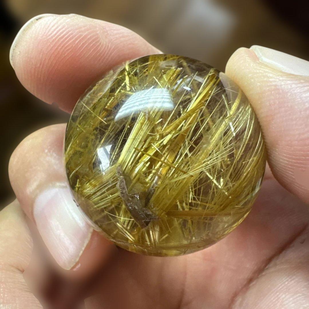 【極上品】ゴールドルチルスフィア　丸玉　クリア