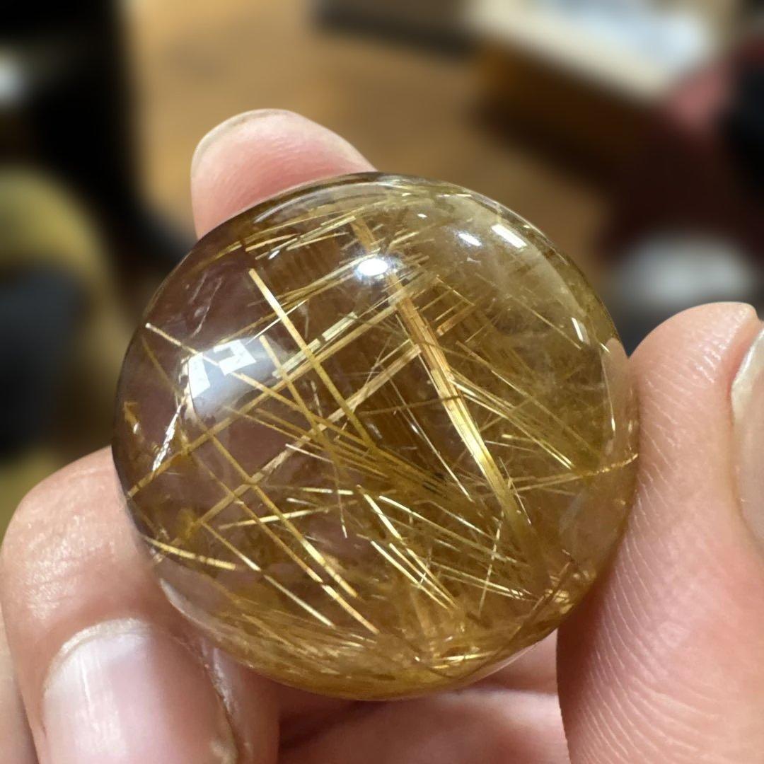 【極上品】ゴールドルチルスフィア　丸玉　クリア