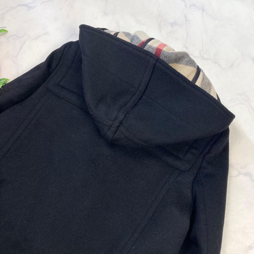 極美品 バーバリーブリット ダッフルコート　黒 メガネチェック