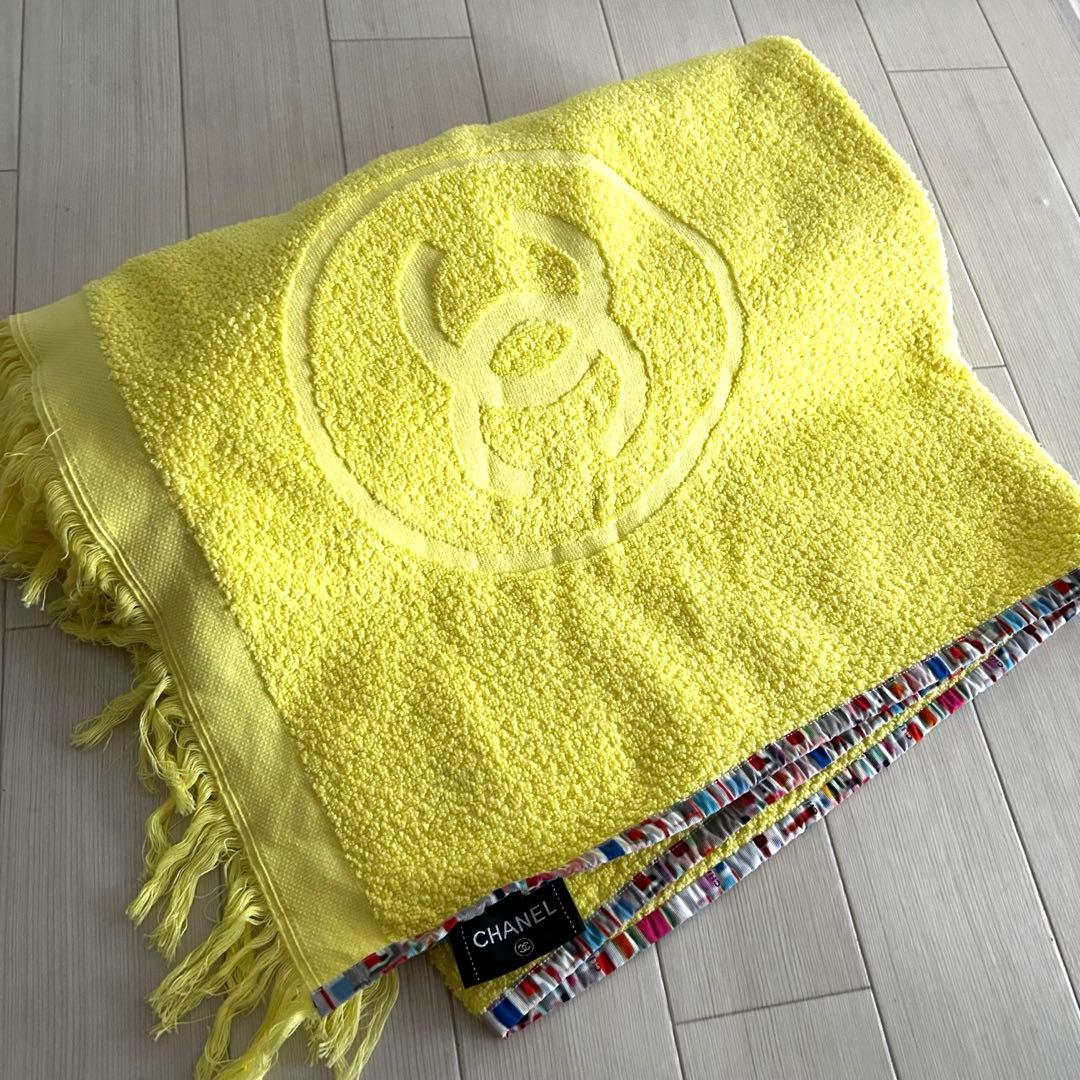 （新品未使用)シャネル 大判　ビーチタオル　コットン100% イエロー