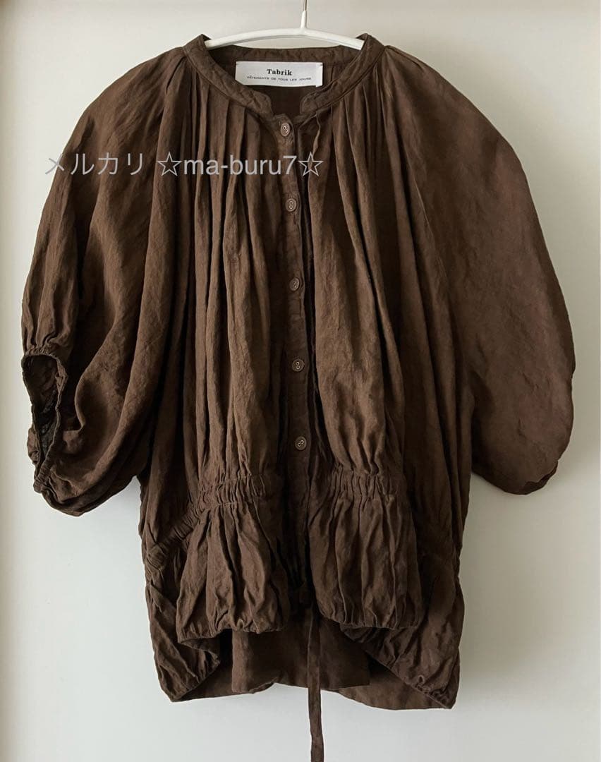 【Tabrik(タブリク)】リネンパフブラウス(泥染)