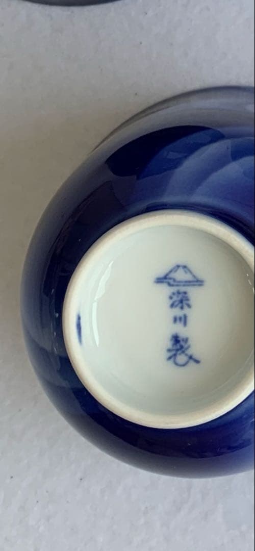 宮内庁御用達 深川製磁 富士型急須茶器「泉」 瑠璃色 湯呑5客セット 有田焼