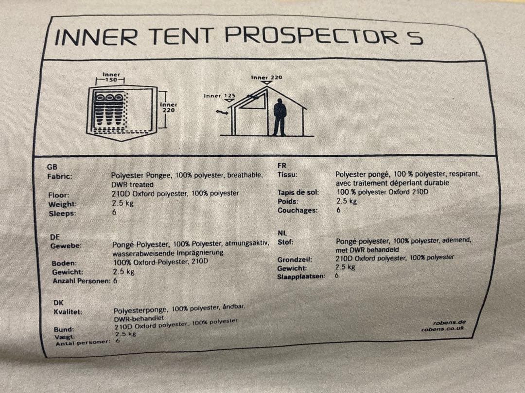 新品 Robens プロスペクター専用 ハーフインナーテント 130173