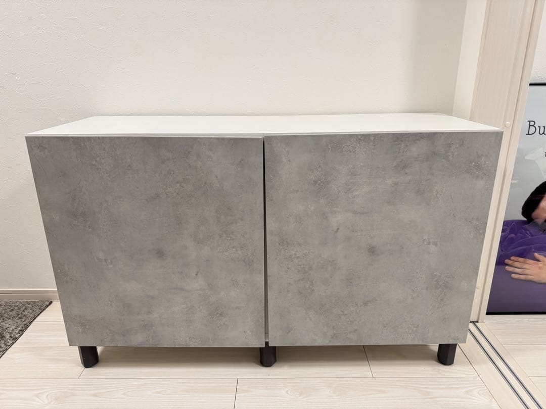 IKEA グレー、ホワイト木製オープンシェルフ