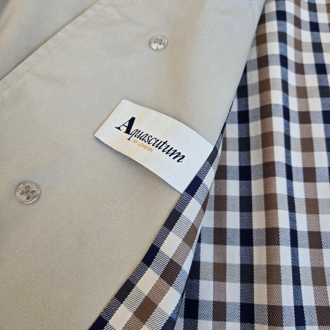 【最高級・英国製】アクアスキュータム ステンカラーコート 綿100% 希少 M