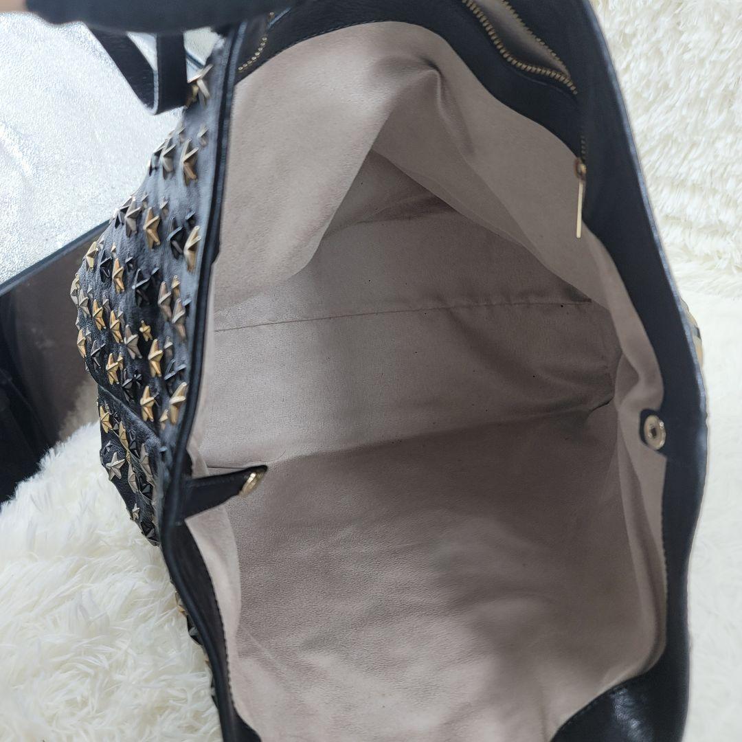 JIMMY CHOO ブラックレザー トートバッグ　大容量　星形装飾