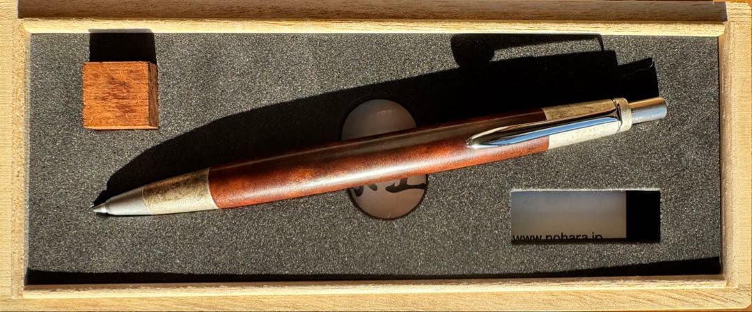 野原工芸　クス杢　固定式口金　保証書付属　斑紋金具　シャープペンシル