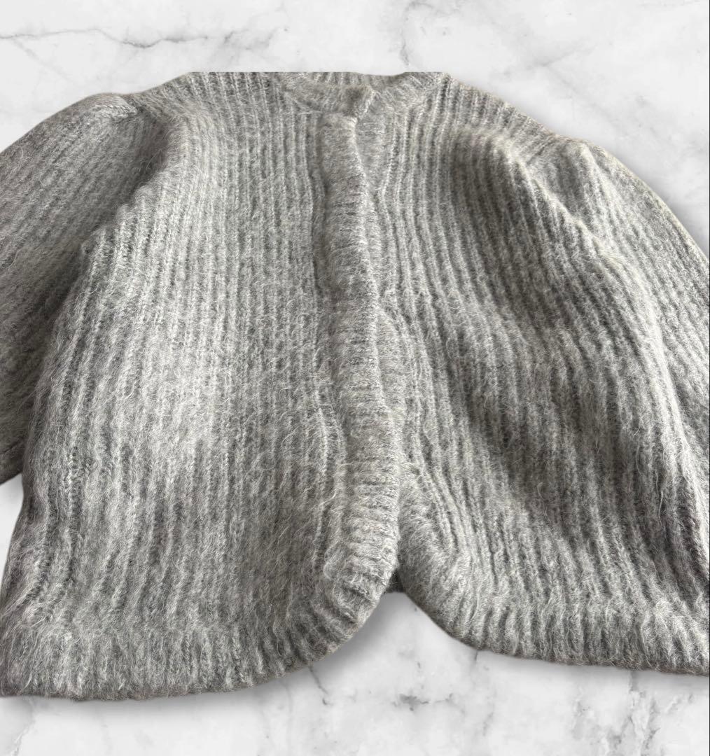 【CLANE】クラネ　カラーモヘアシャギーカーディガン　グレー　L