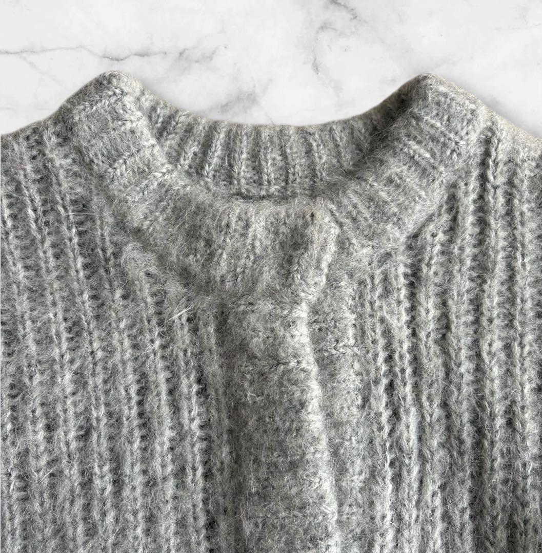 【CLANE】クラネ　カラーモヘアシャギーカーディガン　グレー　L