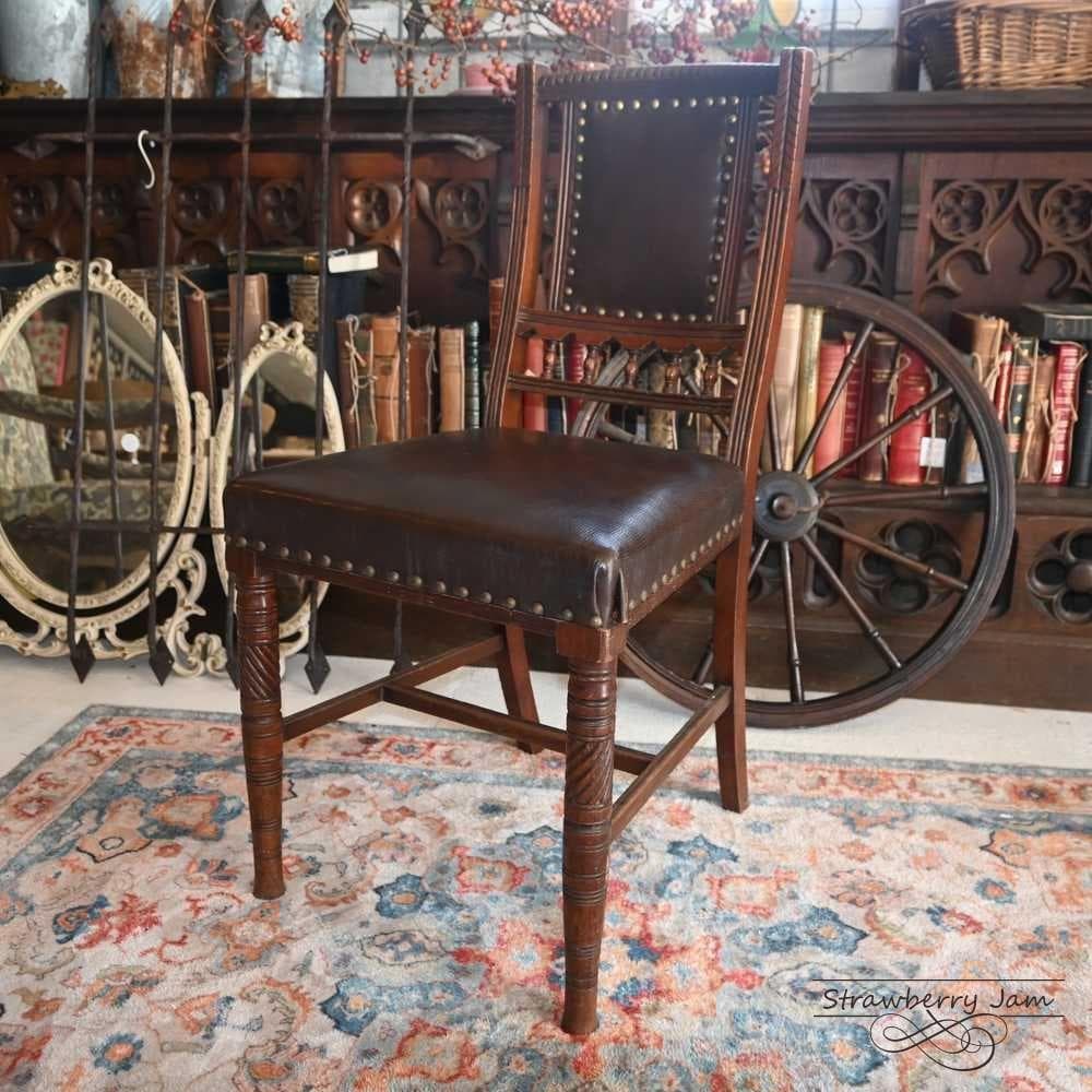 ふ*が様 L3710-2-4 英国アンティーク レザー ダイニングチェア キッチ