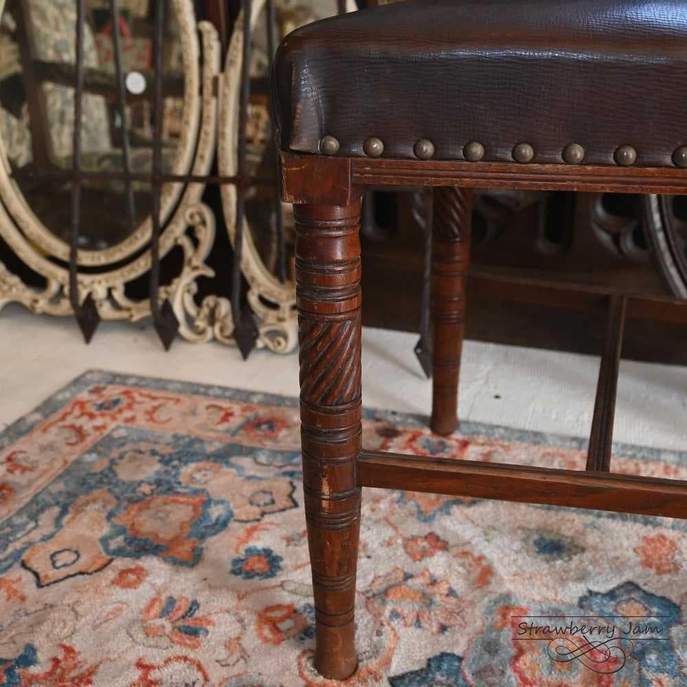 ふ*が様 L3710-2-4 英国アンティーク レザー ダイニングチェア キッチ