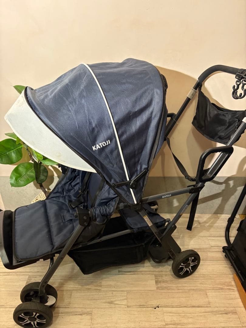 KATOJI 折りたたみ式ベビーカー ネイビー　2人でゴー