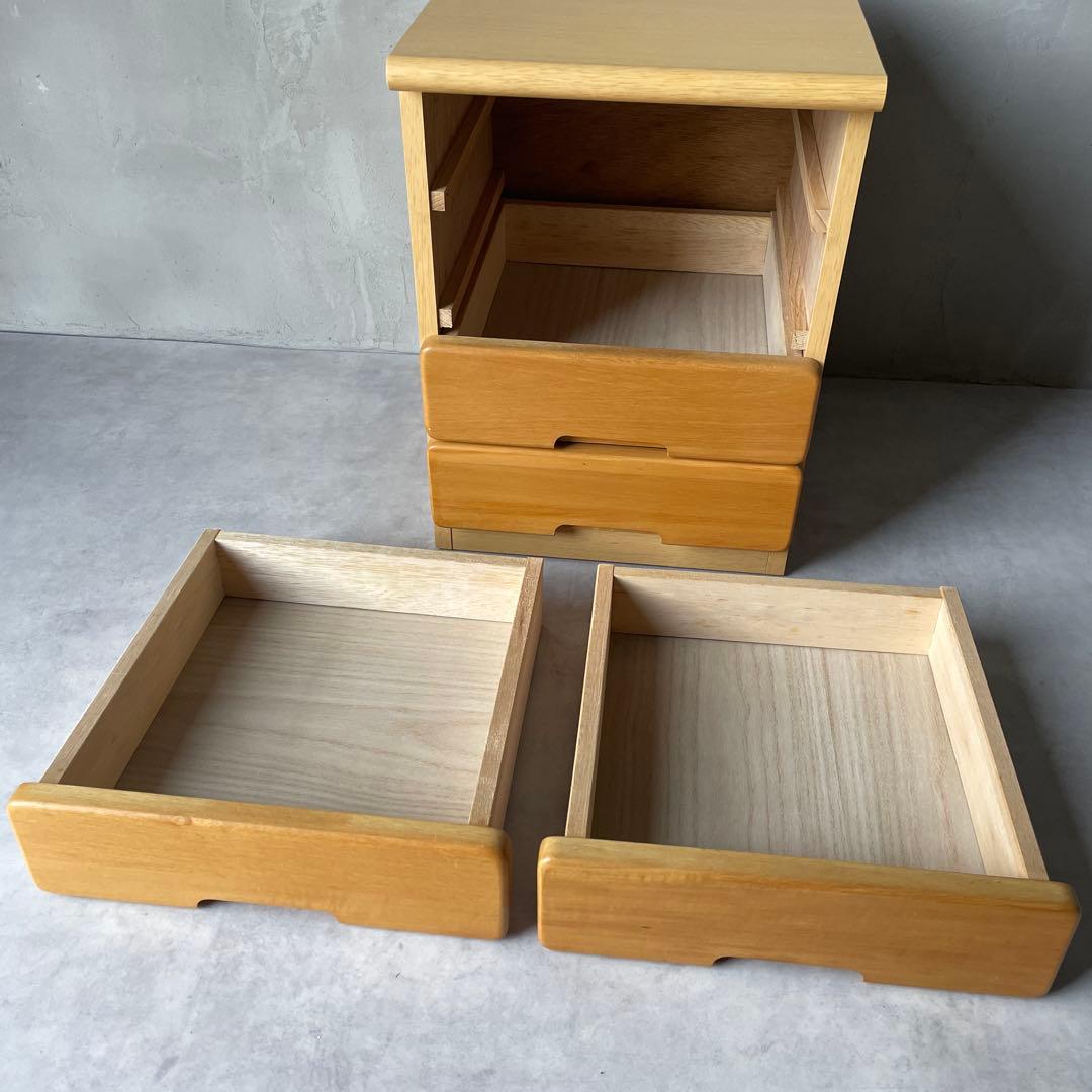 木製 4段チェスト 小さめ箪笥 サイドボード　ナイトテーブル 小抽斗　ナチュラル