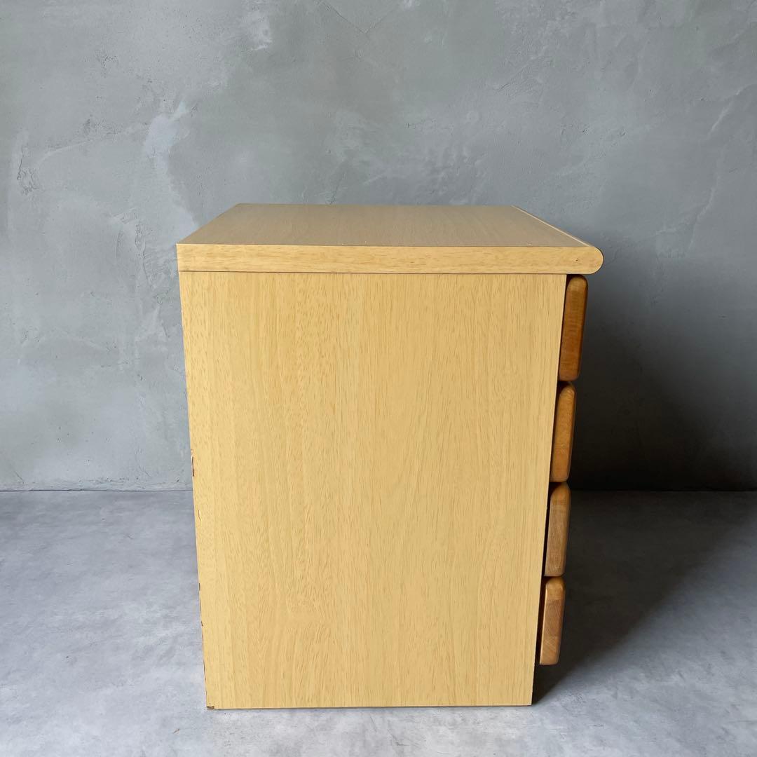 木製 4段チェスト 小さめ箪笥 サイドボード　ナイトテーブル 小抽斗　ナチュラル