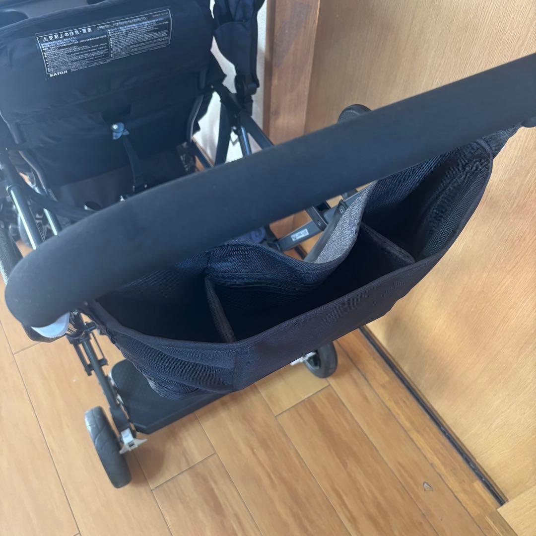 【美品】カトージ　2人でゴー 縦型 スリム 2人乗り 人気ベビーカー ネイビー