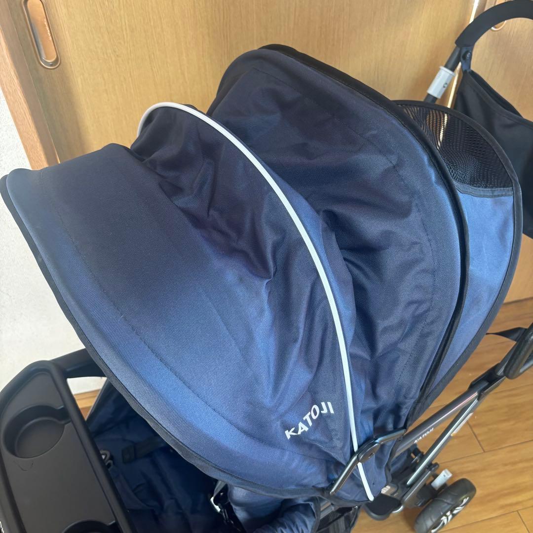 【美品】カトージ　2人でゴー 縦型 スリム 2人乗り 人気ベビーカー ネイビー