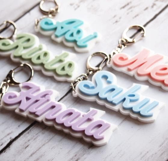【990円】3Ｄマカロンカラーのアクリルネームキーホルダー*パステル【オーダー】