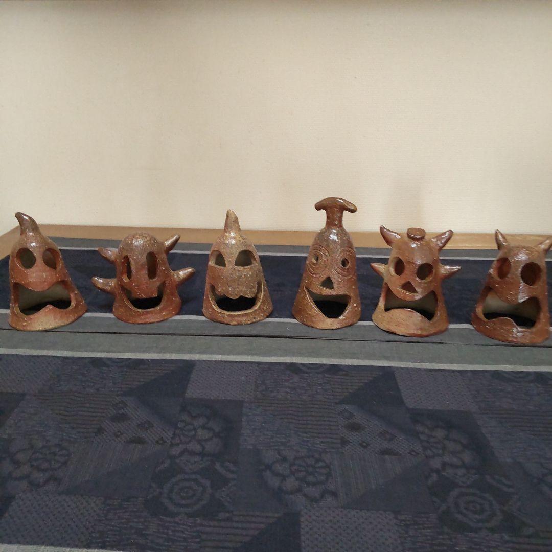 面白い 明かりカバー 6ケ 備前焼