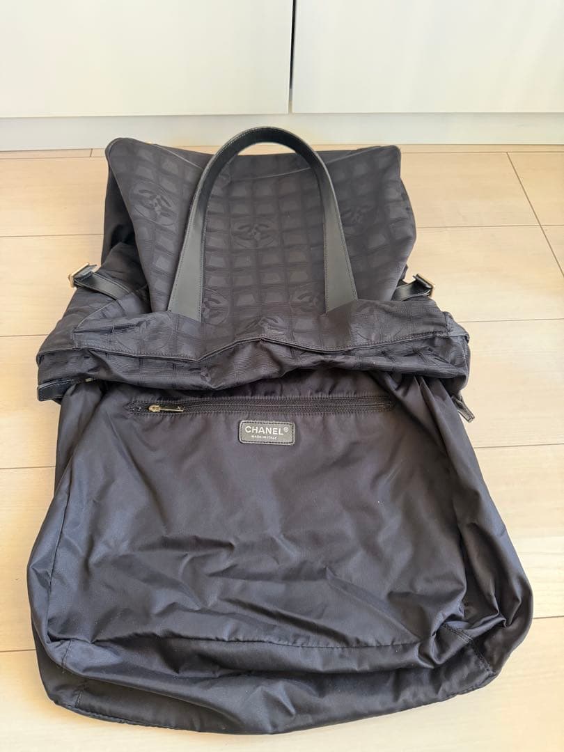 シャネルニュートラベルラインプラック トートバッグナイロンレザー
