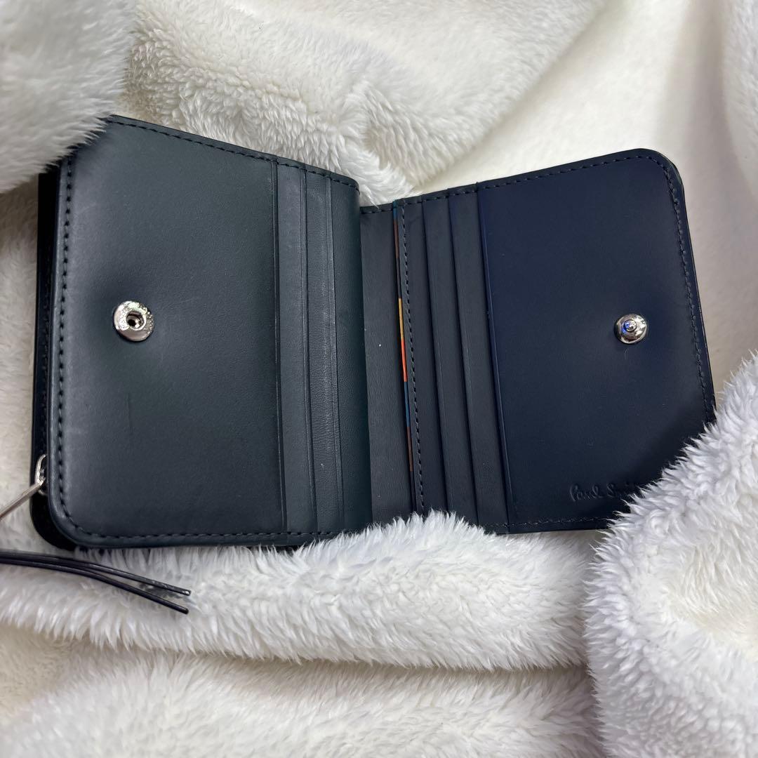 美品✨️Paul Smith 二つ折り財布 ブラック レザー ラウンドファスナー