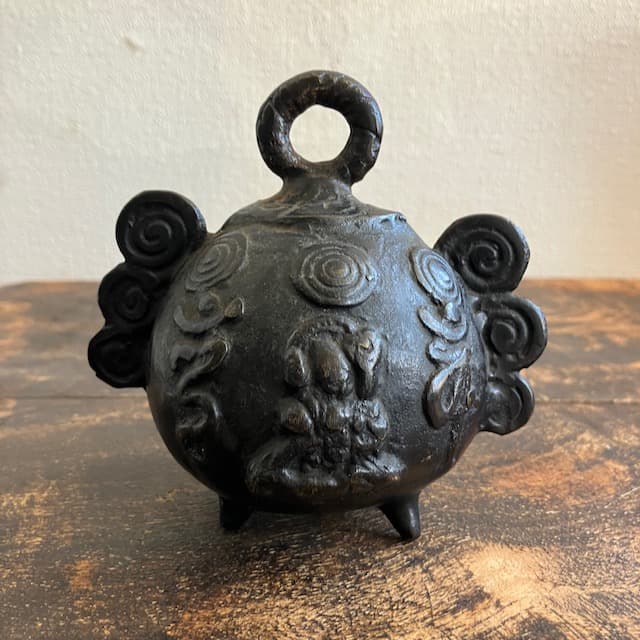 希少 古鈴 梵字 チベット 仏教美術 四足 古銅 密教 骨董 アンティーク