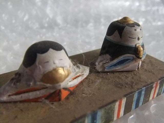 雛人形 骨董品 アンティークな雛 明治 箱無し 小さな雛人形 もしかして松園？