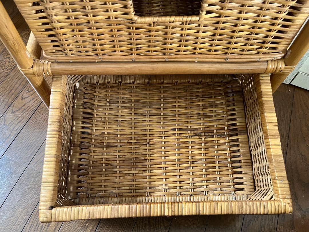 ラタン ５段 ラック 籐家具 引き出し 昭和レトロ