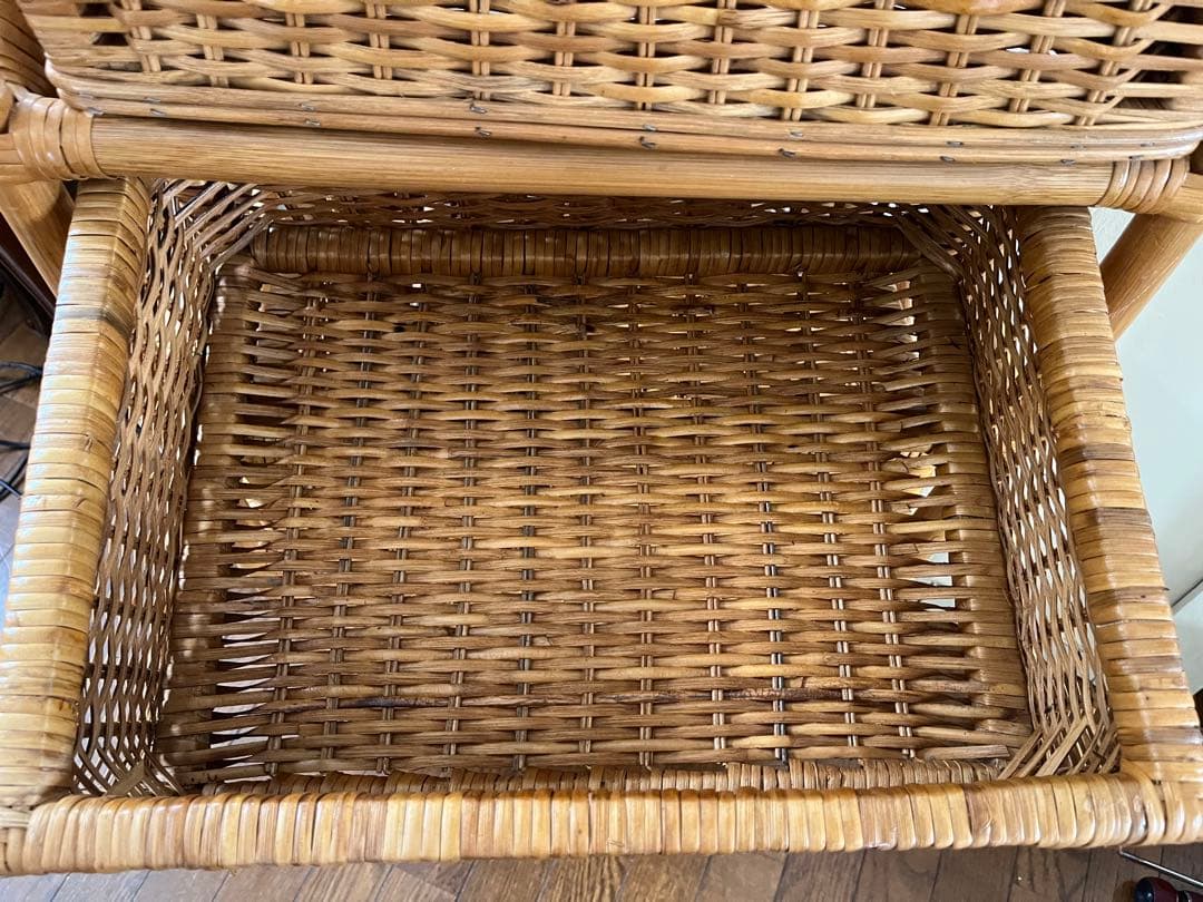 ラタン ５段 ラック 籐家具 引き出し 昭和レトロ