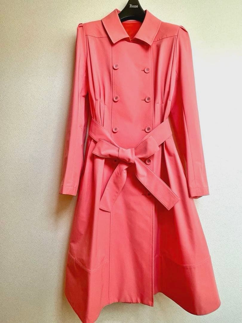 美品✨上質Rene ルネ トレンチコート レディース ブライトピンク 36 春秋