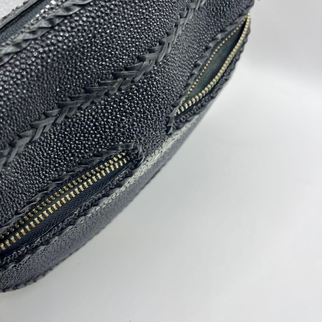 【希少】エイ革 スティングレイ レザー ボディバッグ ウエストポーチ ブラック