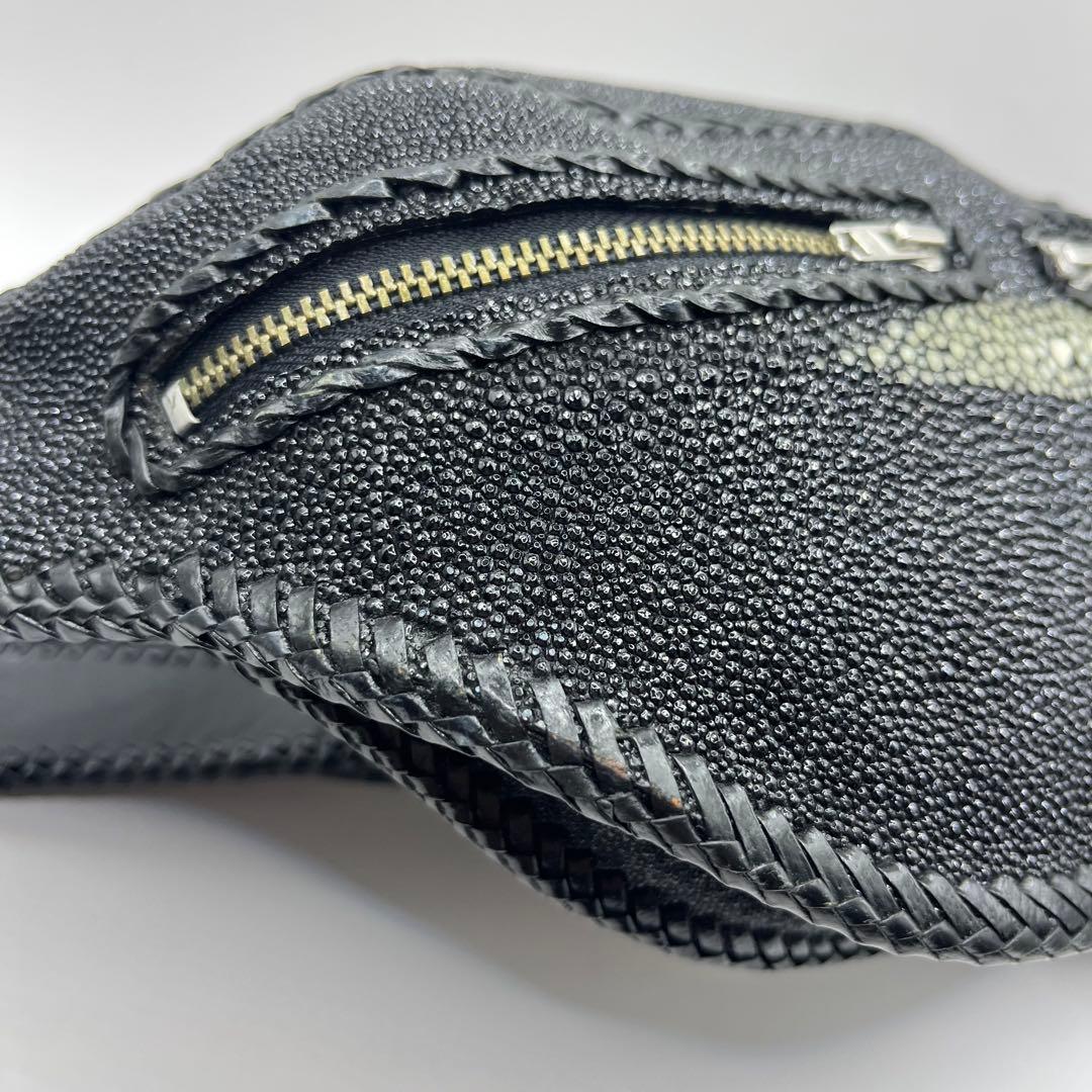 【希少】エイ革 スティングレイ レザー ボディバッグ ウエストポーチ ブラック