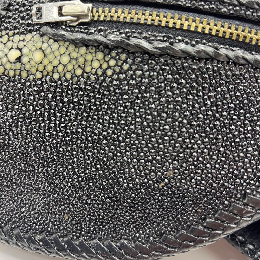 【希少】エイ革 スティングレイ レザー ボディバッグ ウエストポーチ ブラック