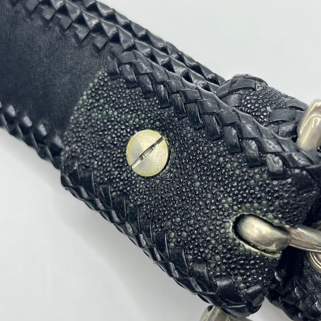 【希少】エイ革 スティングレイ レザー ボディバッグ ウエストポーチ ブラック