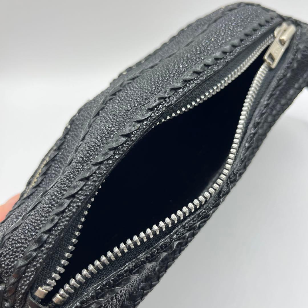 【希少】エイ革 スティングレイ レザー ボディバッグ ウエストポーチ ブラック