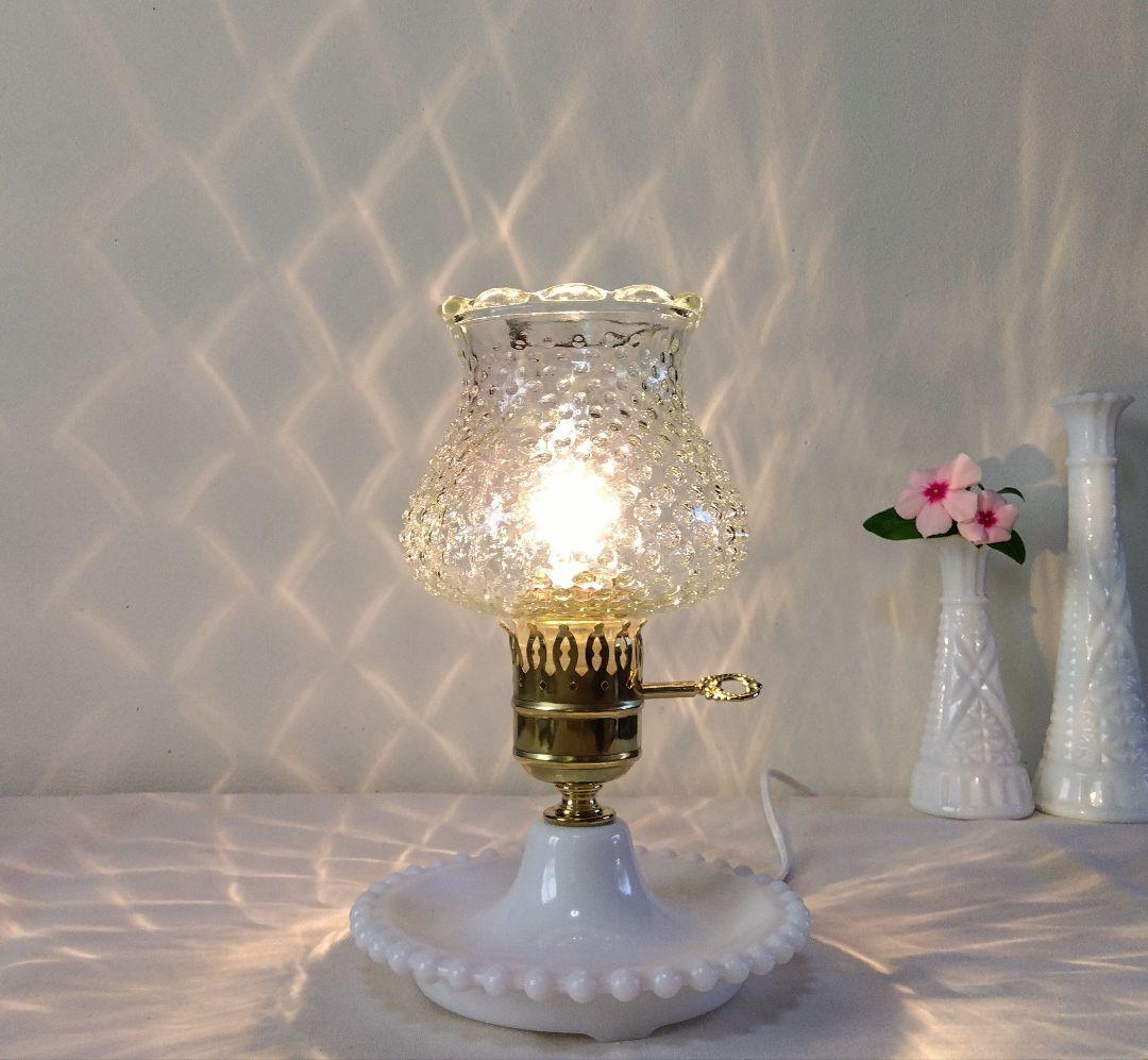 ヴィンテージ ホブネイル クリアガラス テーブルランプ レア