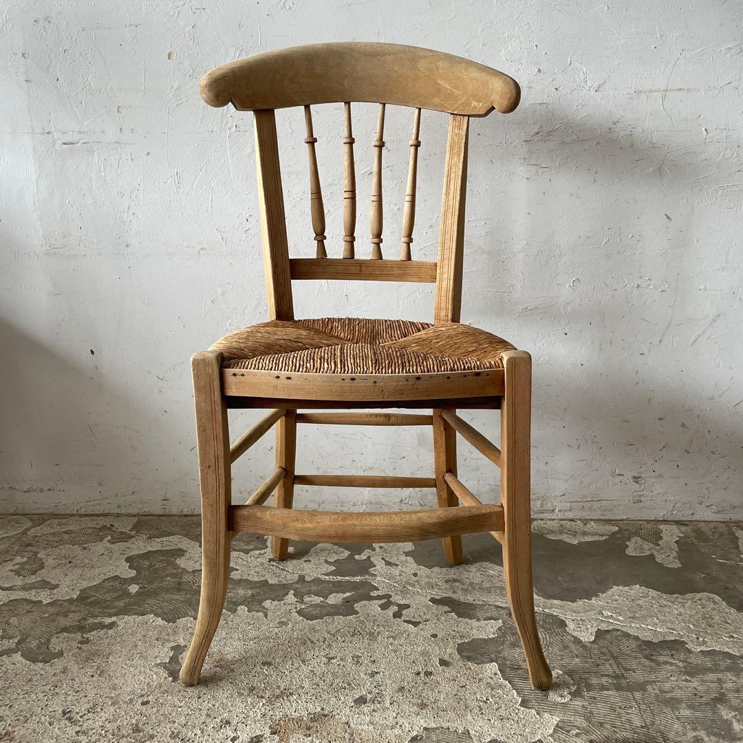 年末・年始SALE ビンテージ ダイニング藁チェア　カフェチェア　剥離　no2