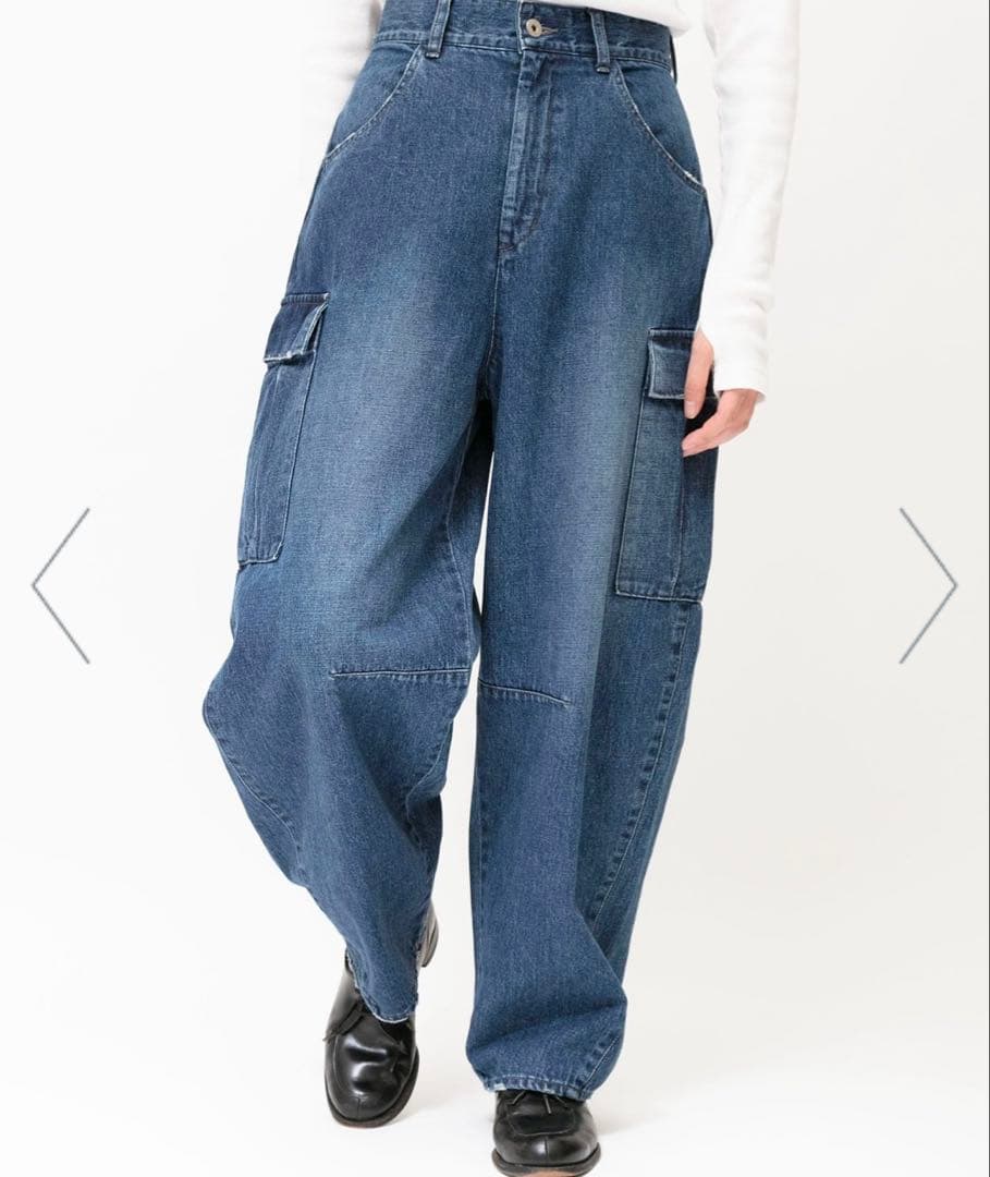 【完売品】Johnbull カーヴィーカーゴデニム　インディゴブルー　M