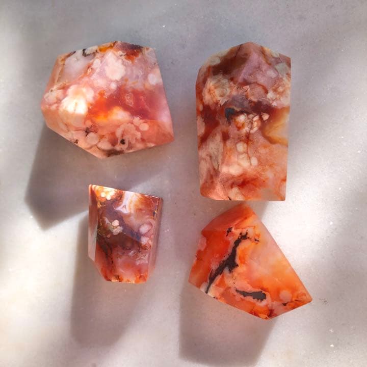 カーネリアンフラワーアゲート 4P