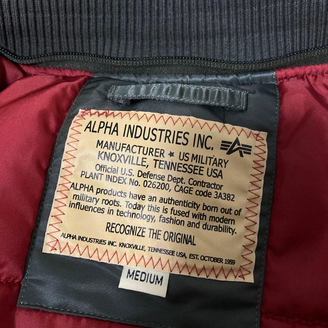 アルファインダストリー MA-1 フライトジャケット M 刺繍 ロゴ グリーン