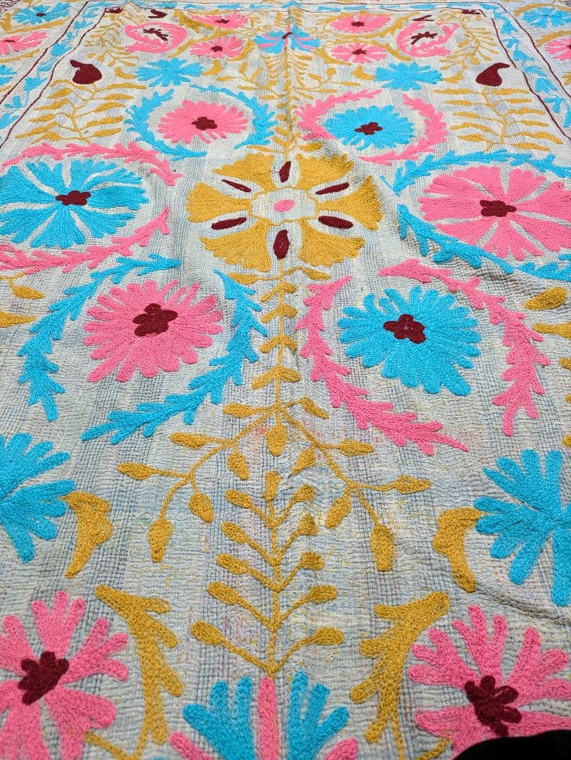 #143 ヴィンテージ ラリーキルト/ カンタキルト/ ソファカバー スザニ刺繍