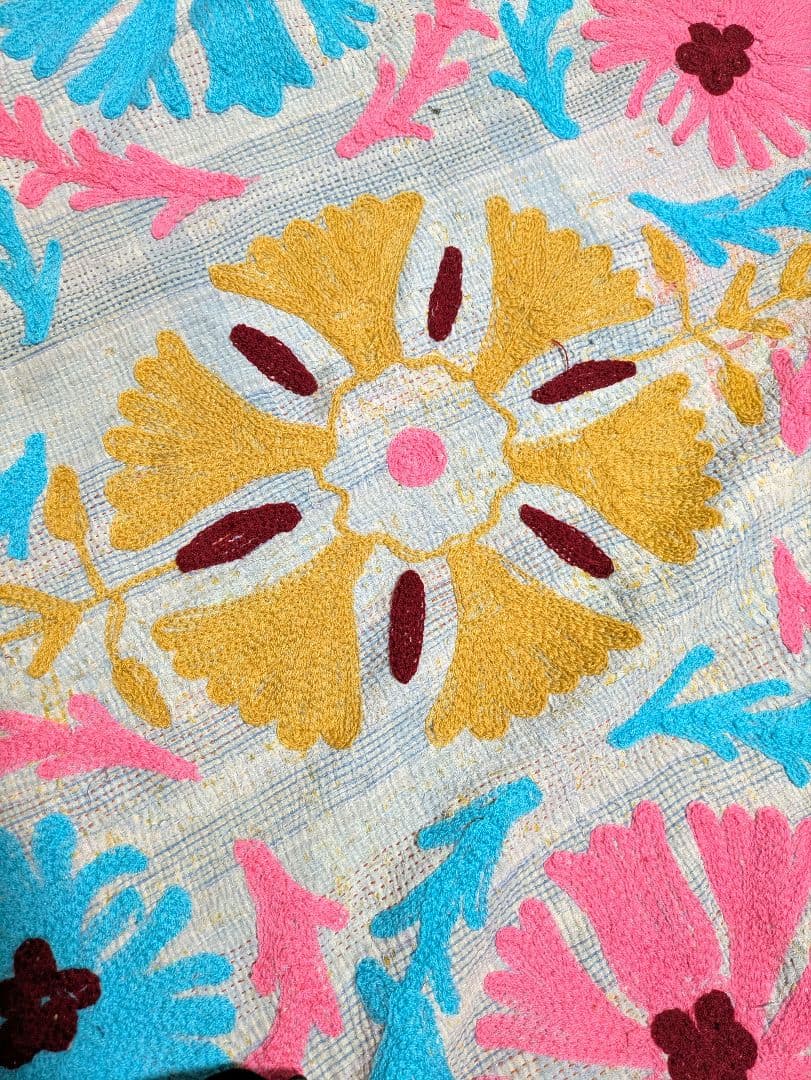 #143 ヴィンテージ ラリーキルト/ カンタキルト/ ソファカバー スザニ刺繍